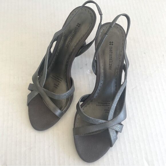Naturalizer Heels Size 7 Gray Strappy Prissy - Picture 1 of 12